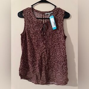 Daniel Rainn Brown/maroon Printed Tie-Neck Sleeveless Blouse NWT stitch fix